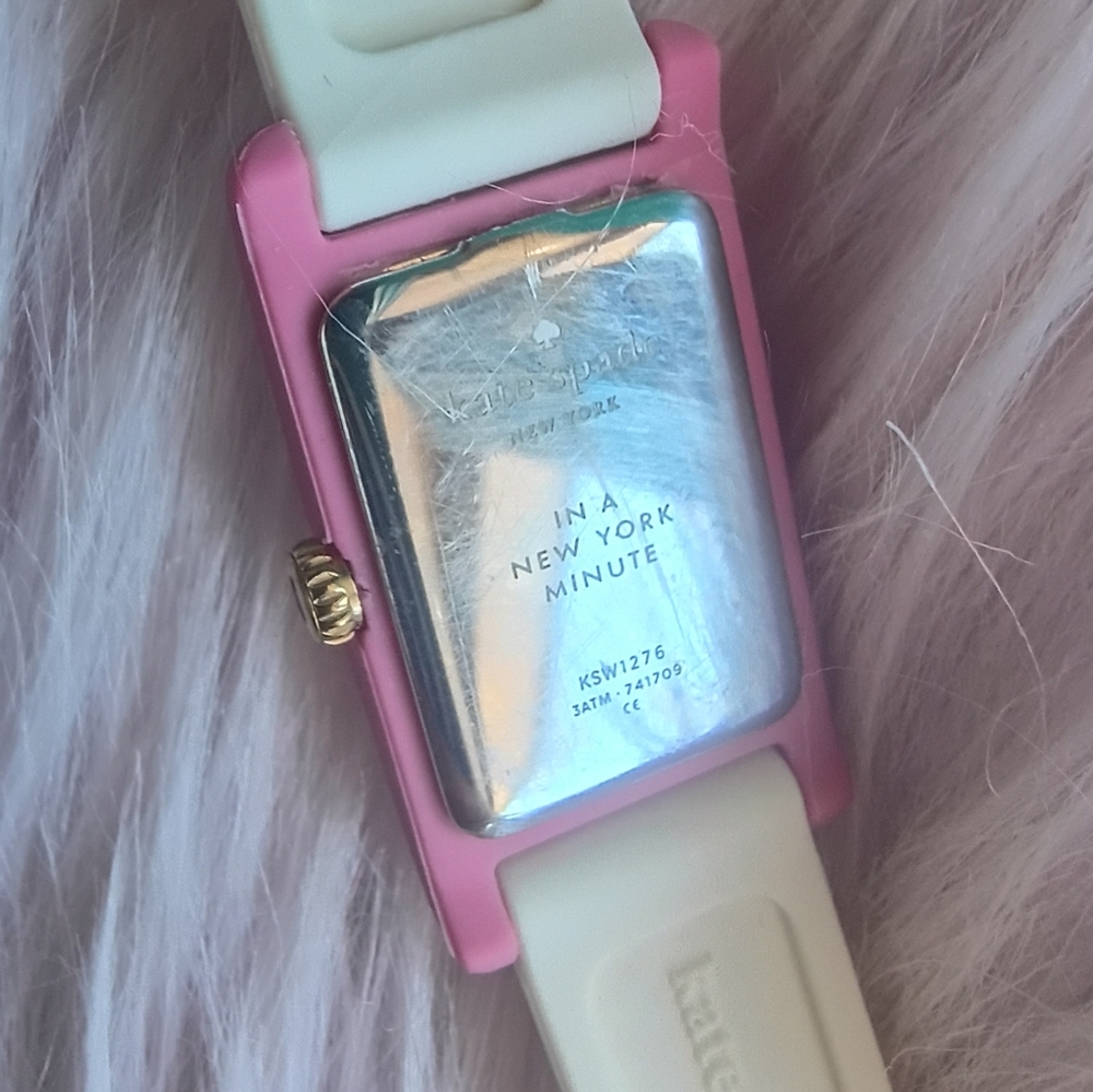 NEEDS BATTERY Kate Spade Red Pink Blue Yellow Orange Striped Silicone Watch - Picture 9 of 16